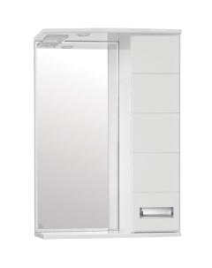Зеркало со шкафом Ирис 55 С с подсветкой Белый глянец Style line