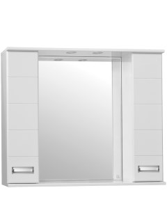 Зеркало со шкафом Ирис 100 С с подсветкой Белый глянец Style line