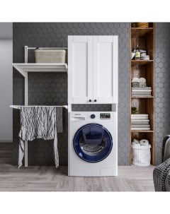 Шкаф Хелена над стиральной машинкой рамочный белый Бриклаер