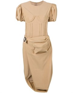 Pushbutton платье с драпировкой и поясной сумкой нейтральные цвета Push button