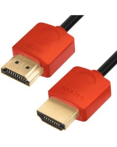 Greenconnect Кабель SLIM 2 0m HDMI 2 0 красные коннекторы Slim OD3 8mm HDR 4 2 2 Ultra HD 4K 60 fps  Green connection