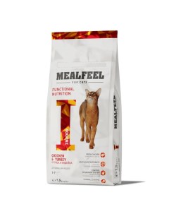 Functional Nutrition Indor Корм для домашних кошек старше 1 года с курицей и индейкой 1 5 кг Mealfeel