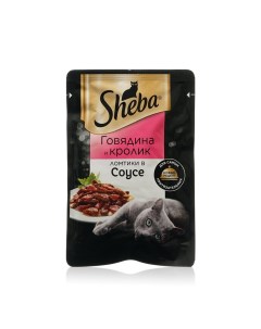 Влажный корм для кошек Pleasure ломтики в соусе с говядиной и кроликом 75г Sheba