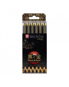 Набор капиллярных ручек Pigma Micron Gold Limited Edition 6 шт 005 08 черный Sakura