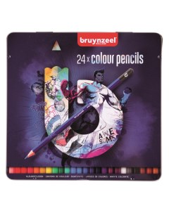 Набор карандашей цветных 24 шт в металлической коробке синяя Bruynzeel