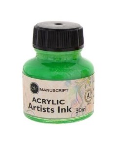 Тушь акриловая Acrylic Artists Ink 30 мл изумрудный Manuscript