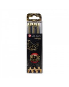 Набор капиллярных ручек Pigma Micron Gold Limited Edition 3 шт 01 03 05 черный Sakura