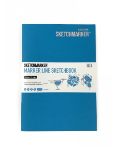 Скетчбук для маркеров MARKER LINE 14 8х21 см 16 л 160 г мягкая обложка бирюзовый Sketchmarker