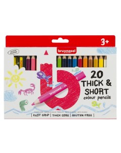Набор карандашей цветных 20 шт толстые точилка для детей от 3 лет в картонной коробке Bruynzeel
