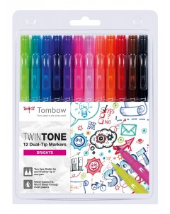 Набор маркеров TwinTone Brights 12 цв яркие тона Tombow