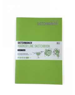 Скетчбук для маркеров MARKER LINE 14 8х21 см 16 л 160 г мягкая обложка лайм Sketchmarker