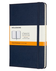 Записная книжка в линейку Classic Medium 11 5х18 см 240 стр твердая обложка синяя Moleskine