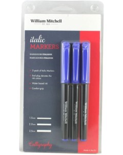 Набор маркеров для каллиграфии Italic 3 шт цвет синий 1 5 мм 2 0 мм 2 5 мм William mitchell