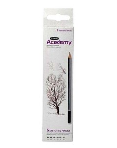 Набор карандашей чернографитных Academy 6 шт 3B 2H в полиэтиленовой упаковке Derwent