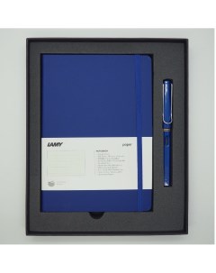 Набор ручка перьевая Safari F Синий Записная книжка мягкий переплет А5 синий Lamy