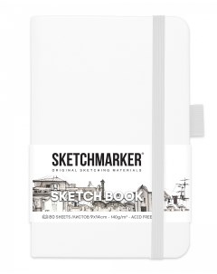 Блокнот для зарисовок 9х14 см 80 л 140 г твердая обложка Белый Sketchmarker