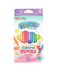 Набор карандашей цветных двухсторонних 12 шт 24 пастельных цвета Colorino