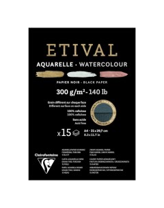 Альбом склейка для акварели Etival Torchon 21х29 7 см 15 л 300 г черная бумага Clairefontaine