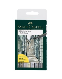 Набор ручек капиллярных Faber Castell Pitt Artist Pen Soft Brush 8 шт оттенки серого в пласт уп Faber–сastell
