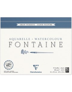 Альбом склейка для акварели Fontaine Nuageux 24х30 см 15 л 300 г 100 хлопок Clairefontaine
