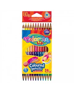 Набор карандашей цветных двухсторонние трехгранные 12 шт 24 цвета Colorino