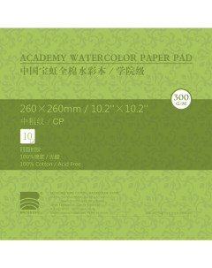 Альбом склейка для акварели 26х26 см 10 л 300 г хлопок среднезернистая Baohong
