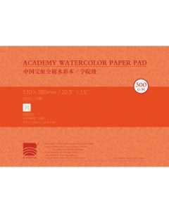 Альбом склейка для акварели 38х53 см 10 л 300 г хлопок мелкозернистая Baohong