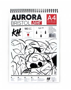 Альбом для графики на спирали Bristol А4 40 л гладкий альбомная ориентация Aurora