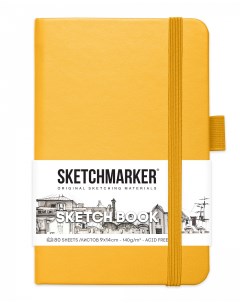 Блокнот для зарисовок 9х14 см 80 л 140 г твердая обложка Оранжевый Sketchmarker