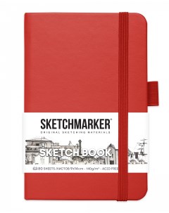 Блокнот для зарисовок 9х14 см 80 л 140 г твердая обложка Красный Sketchmarker