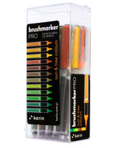Набор маркер кистей Brushmarker Pro Солнце и листва 12 цв Karin