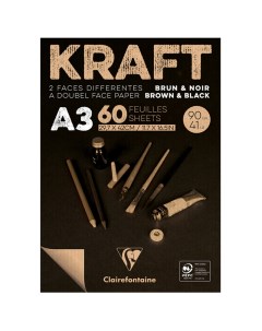 Блокнот склейка Kraft А3 60 л 90 г верже черный крафт Clairefontaine