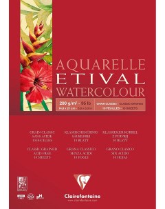Альбом склейка для акварели Etival 14 5х21 см 10 л 200 г классическое зерно Clairefontaine