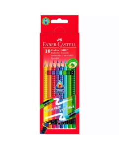Набор карандашей цветных Faber castell Grip 2001 10 цв с ластиками в картоне Faber–сastell
