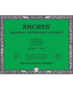 Альбом склейка для акварели Fin 41x51см 20 л 300 г Натуральный белый Arches