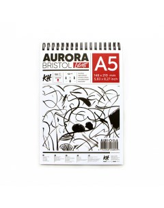 Альбом для графики на спирали Bristol А5 40 л гладкий альбомная ориентация Aurora