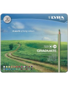 Набор гексагональных карандашей цветных Graduate 24 цв в металлическом пенале Lyra