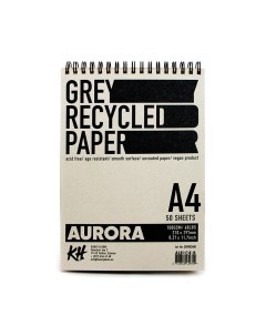Скетчбук на спирали Recycled А4 50 л 110 г серая бумага Aurora