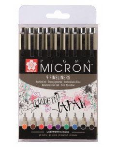 Набор капиллярных ручек PIGMA MICRON 9 шт 0 45 мм цветные Sakura