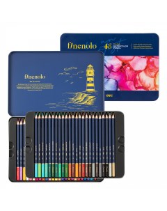 Набор карандашей акварельных 48 цветов в металлическом пенале Finenolo