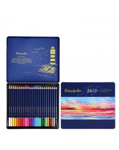 Набор карандашей цветных 24 цвета в металлическом пенале Finenolo
