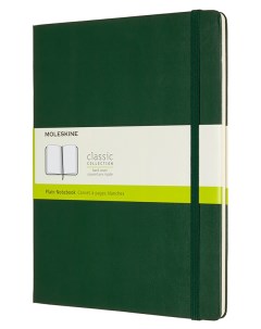 Записная книжка нелинованная Classic XLarge 19х25 см 192 стр твердая обложка зеленая Moleskine