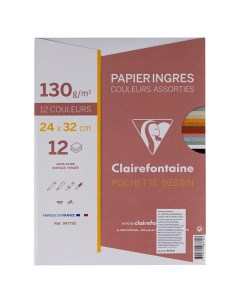 Набор бумаги для пастели 24х32 см 12 цв 130 г Clairefontaine