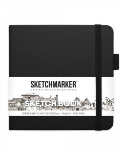 Блокнот для зарисовок 12х12 см 80 л 140 г твердая обложка Черный Sketchmarker