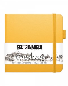 Блокнот для зарисовок 12х12 см 80 л 140 г твердая обложка Оранжевый Sketchmarker
