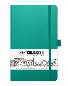 Блокнот для зарисовок 13х21 см 80 л 140 г твердая обложка Изумрудный Sketchmarker