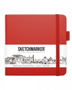 Блокнот для зарисовок 12х12 см 80 л 140 г твердая обложка Красный Sketchmarker