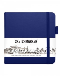 Блокнот для зарисовок 12х12 см 80 л 140 г твердая обложка Королевский синий Sketchmarker