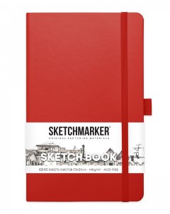 Блокнот для зарисовок 13х21 см 80 л 140 г твердая обложка Красный Sketchmarker
