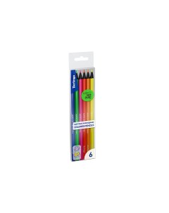 Набор цветных флуоресцентных карандашей SuperSoft Fluo 6 цв трехгранные заточенные Berlingo